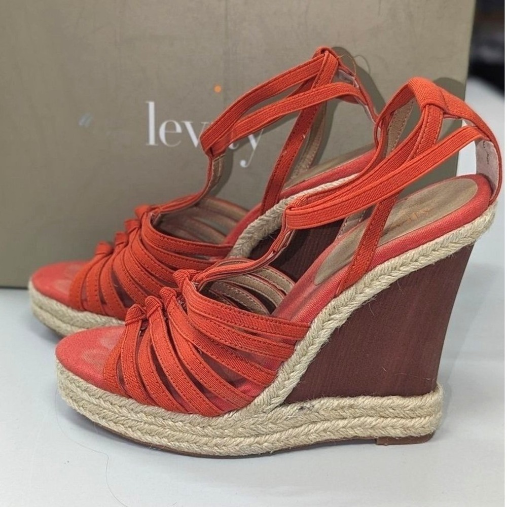 Boho Coastal Y2K Resort Chich Orange Izzy Espadrille Wedge Sandals Levity‎ 7M